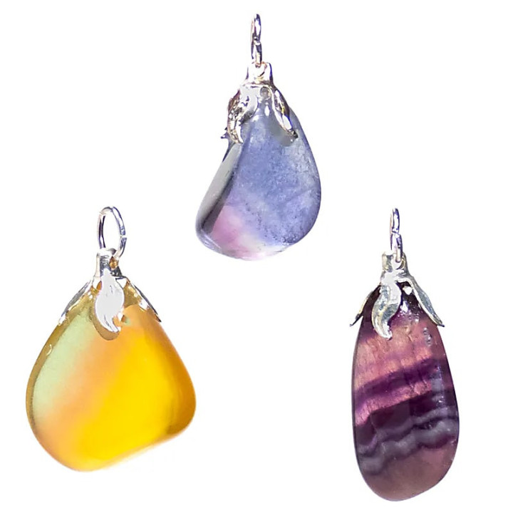 Pendentif pierre gemme Fluorite arc en ciel | Pieralune