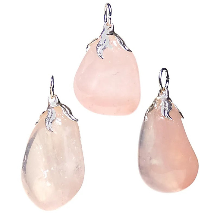 Pendentif pierre gemme Quartz rose qualité A | Pieralune