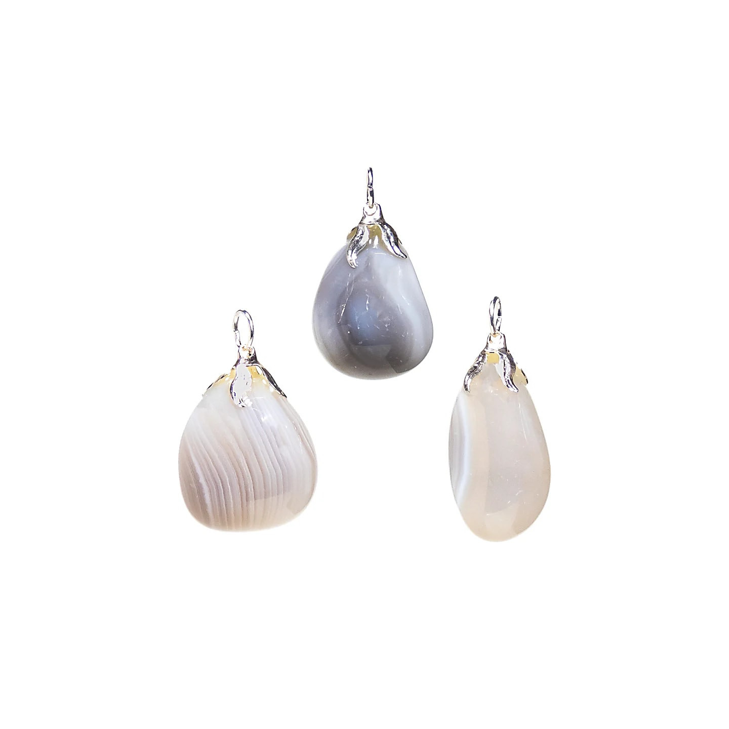 Pendentif pierre gemme Agate grise | Pieralune