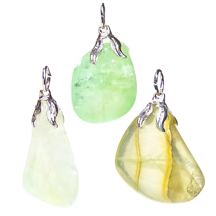 Pendentif pierre gemme Calcite verte | Pieralune