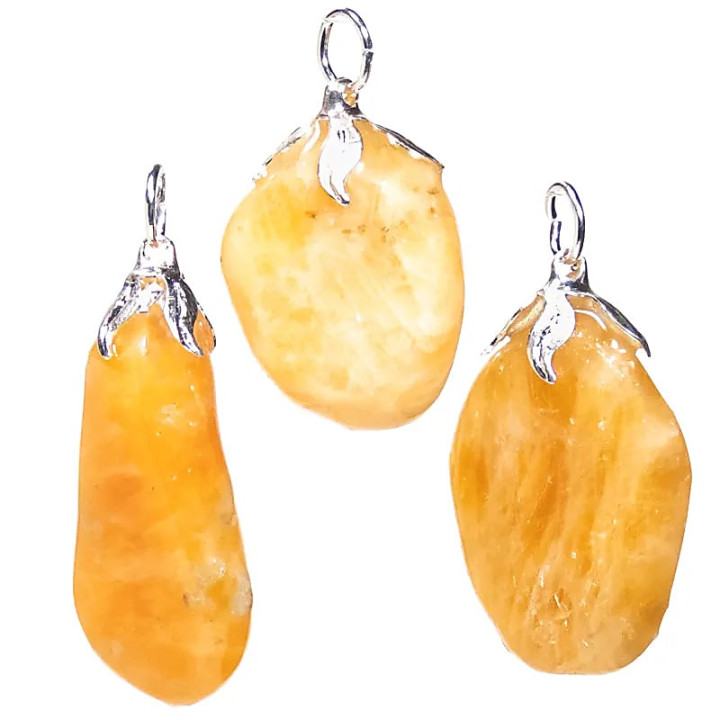 Pendentif pierre gemme Calcite orange | Pieralune