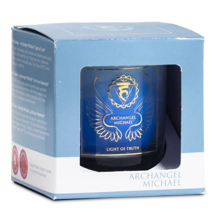 Bougie votive parfumée Archange Michael chakra 5 | Pieralune
