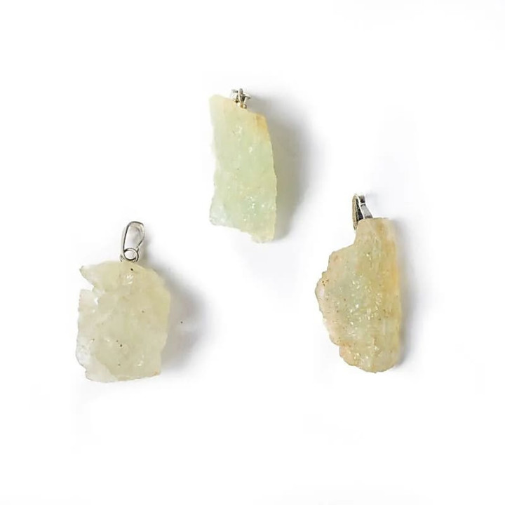 Pendentif pierre précieuse calcite verte brute | Pieralune