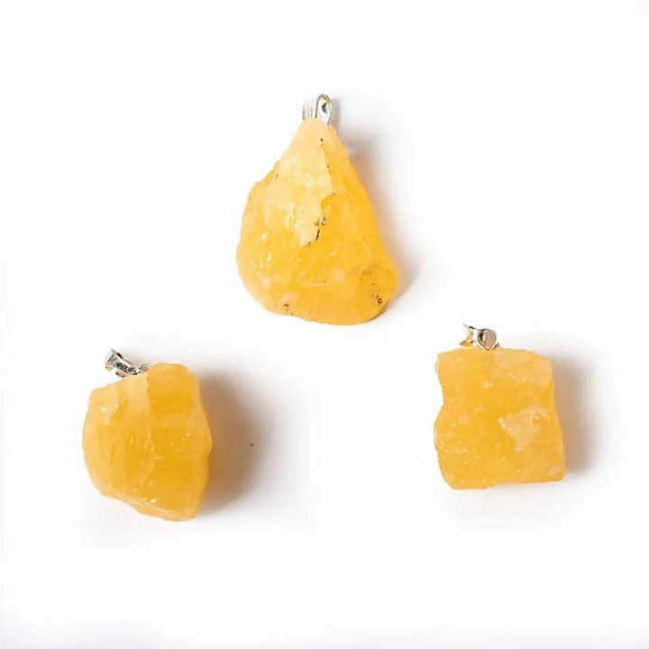 Pendentif pierre précieuse calcite jaune brute | Pieralune