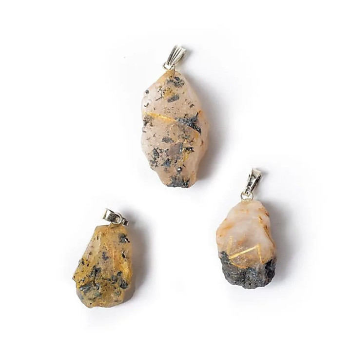 Pendentif pierre précieuse quartz rutile brute | Pieralune