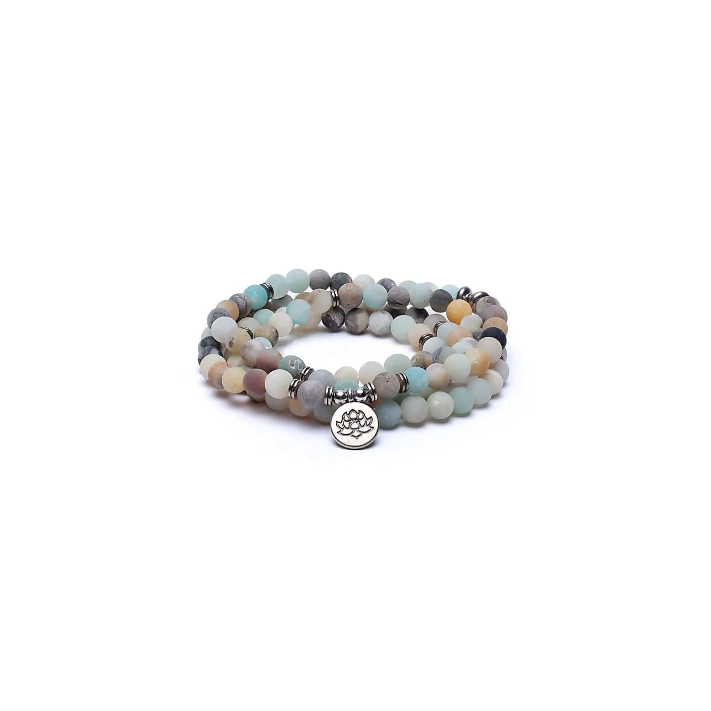 Mala en Amazonite - élastique - avec lotus | Pieralune