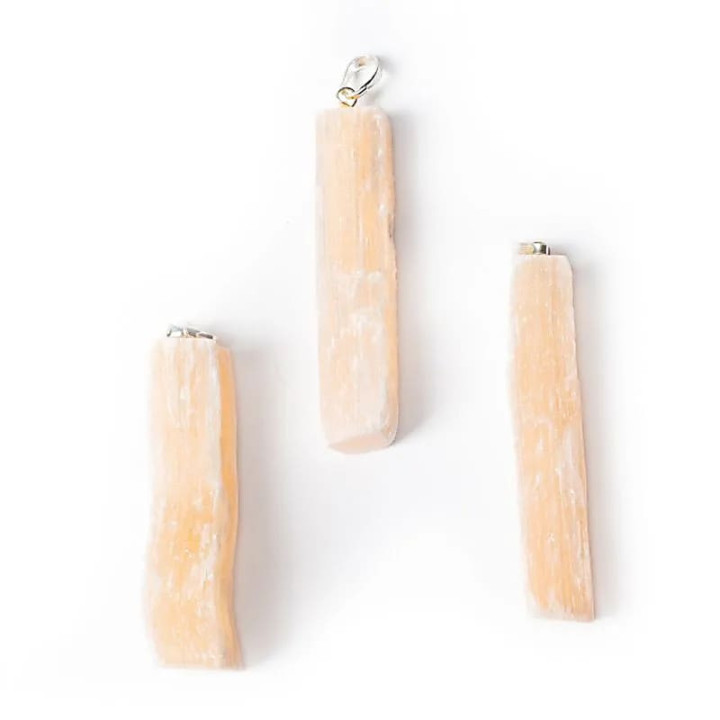 Pendentif sélénite orange brute | Pieralune