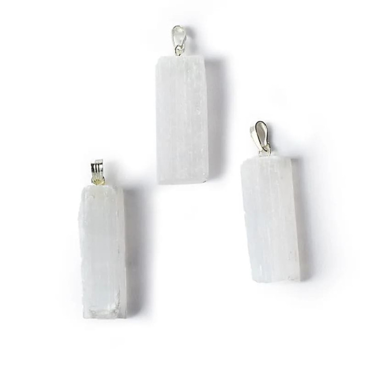 Pendentif Sélénite blanche brute | Pieralune