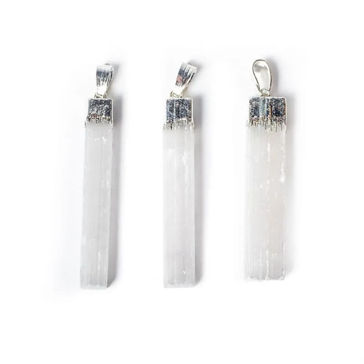 Pendentif sélénite blanche brute | Pieralune
