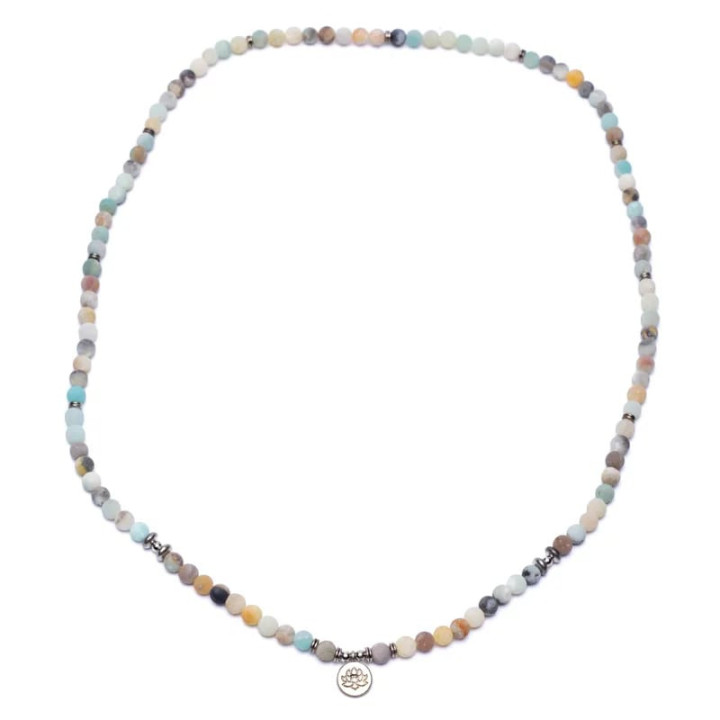 Mala en Amazonite - élastique - avec lotus | Pieralune