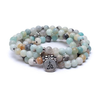 Mala en Amazonite - élastique - avec Bouddha | Pieralune