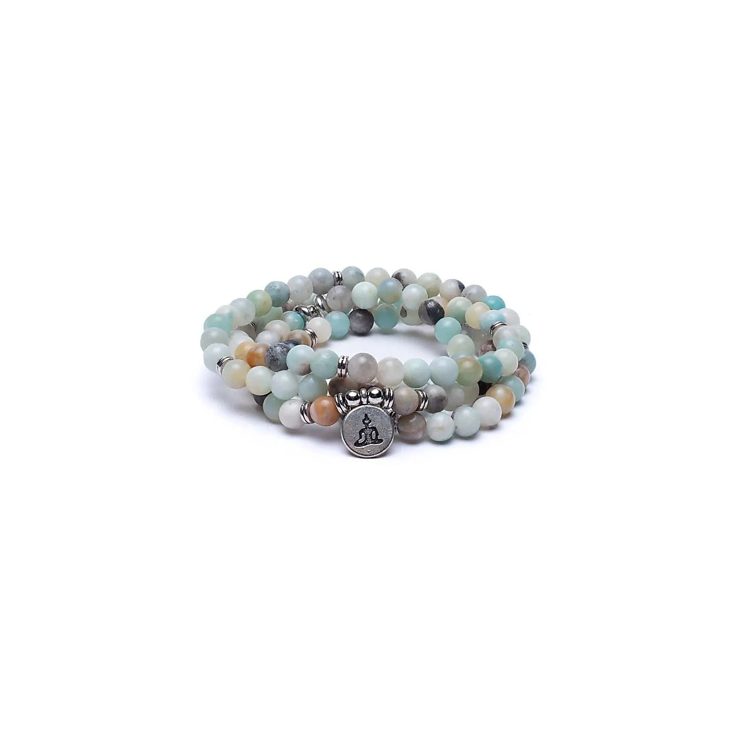 Mala en Amazonite - élastique - avec Bouddha | Pieralune