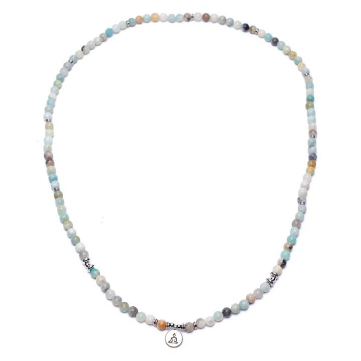 Mala en Amazonite - élastique - avec Bouddha | Pieralune