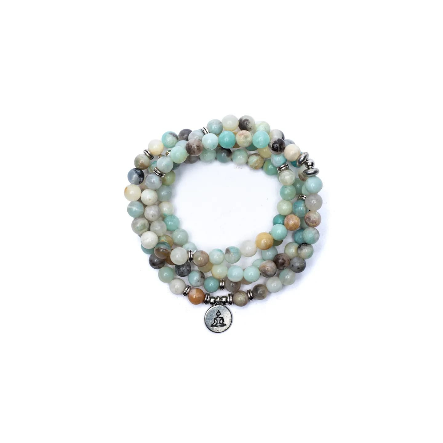 Mala en Amazonite - élastique - avec Bouddha | Pieralune