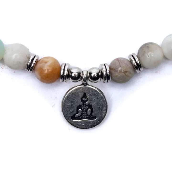 Mala en Amazonite - élastique - avec Bouddha | Pieralune