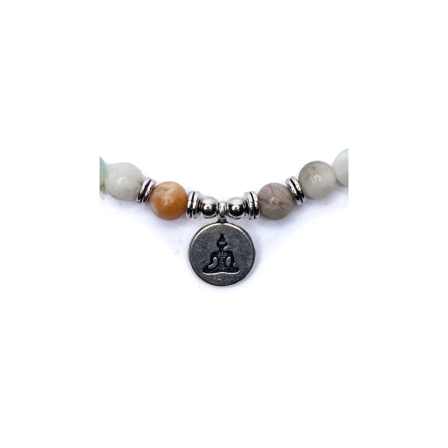 Mala en Amazonite - élastique - avec Bouddha | Pieralune