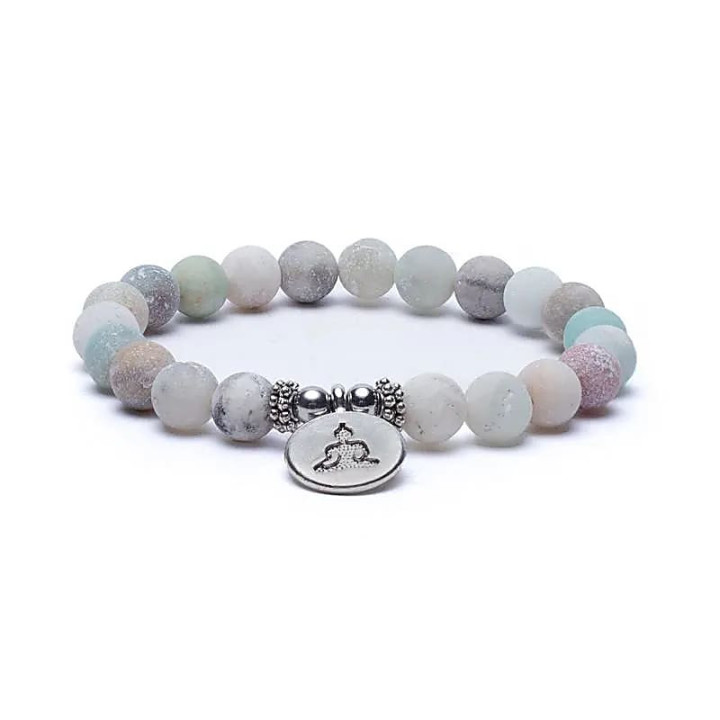 Mala/bracelet en Amazonite élastique avec Bouddha | Pieralune