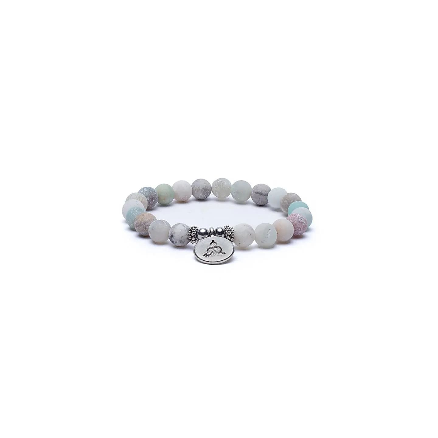 Mala/bracelet en Amazonite élastique avec Bouddha | Pieralune