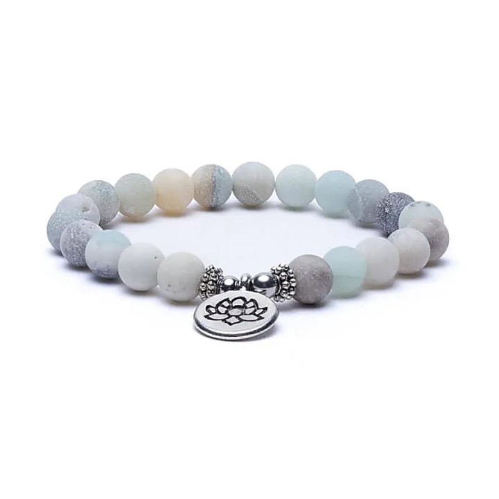 Mala/bracelet en Amazonite élastique avec Lotus | Pieralune