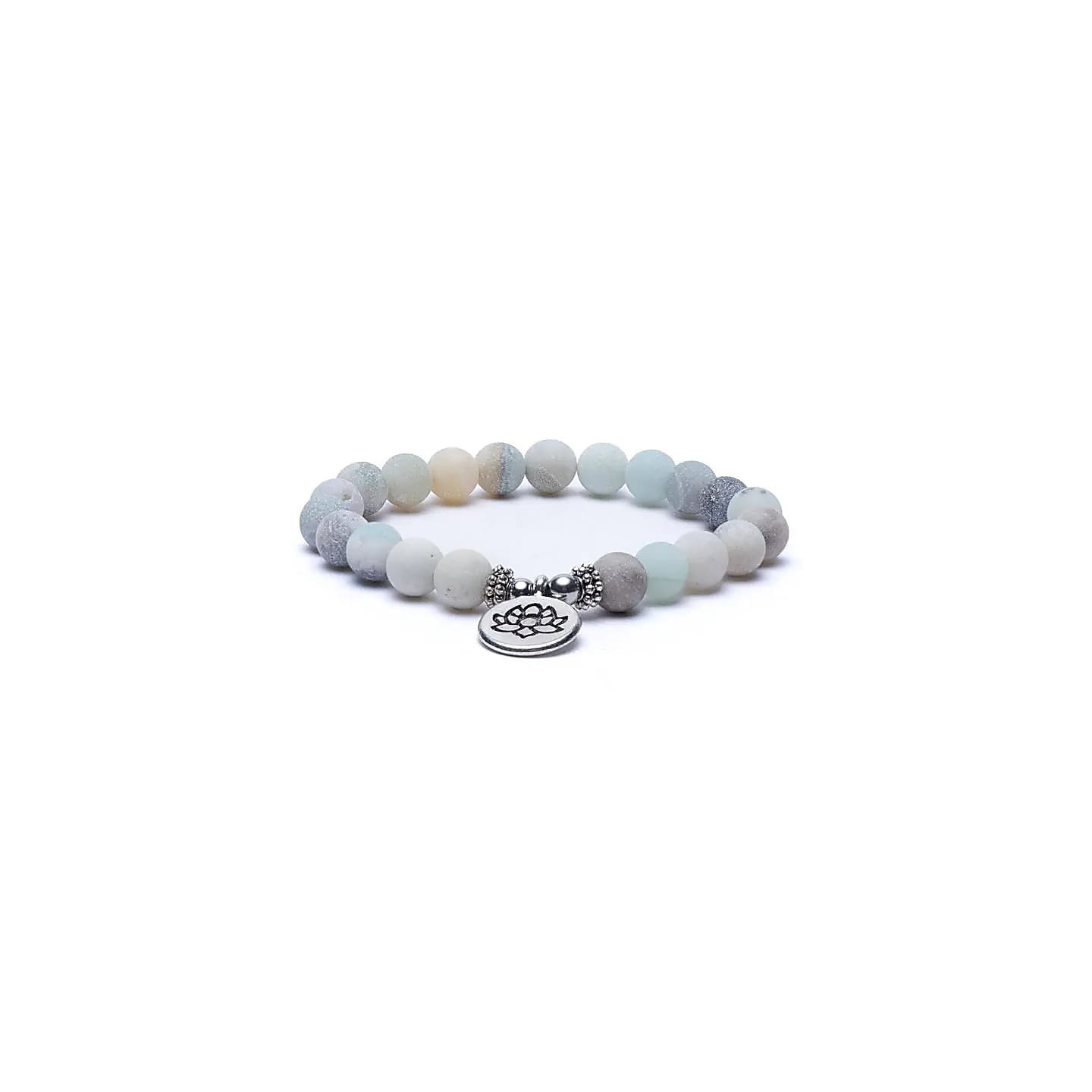Mala/bracelet en Amazonite élastique avec Lotus | Pieralune
