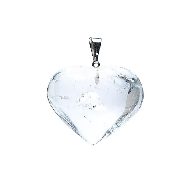 Pendentif en cristal de roche en forme de cœur | Pieralune