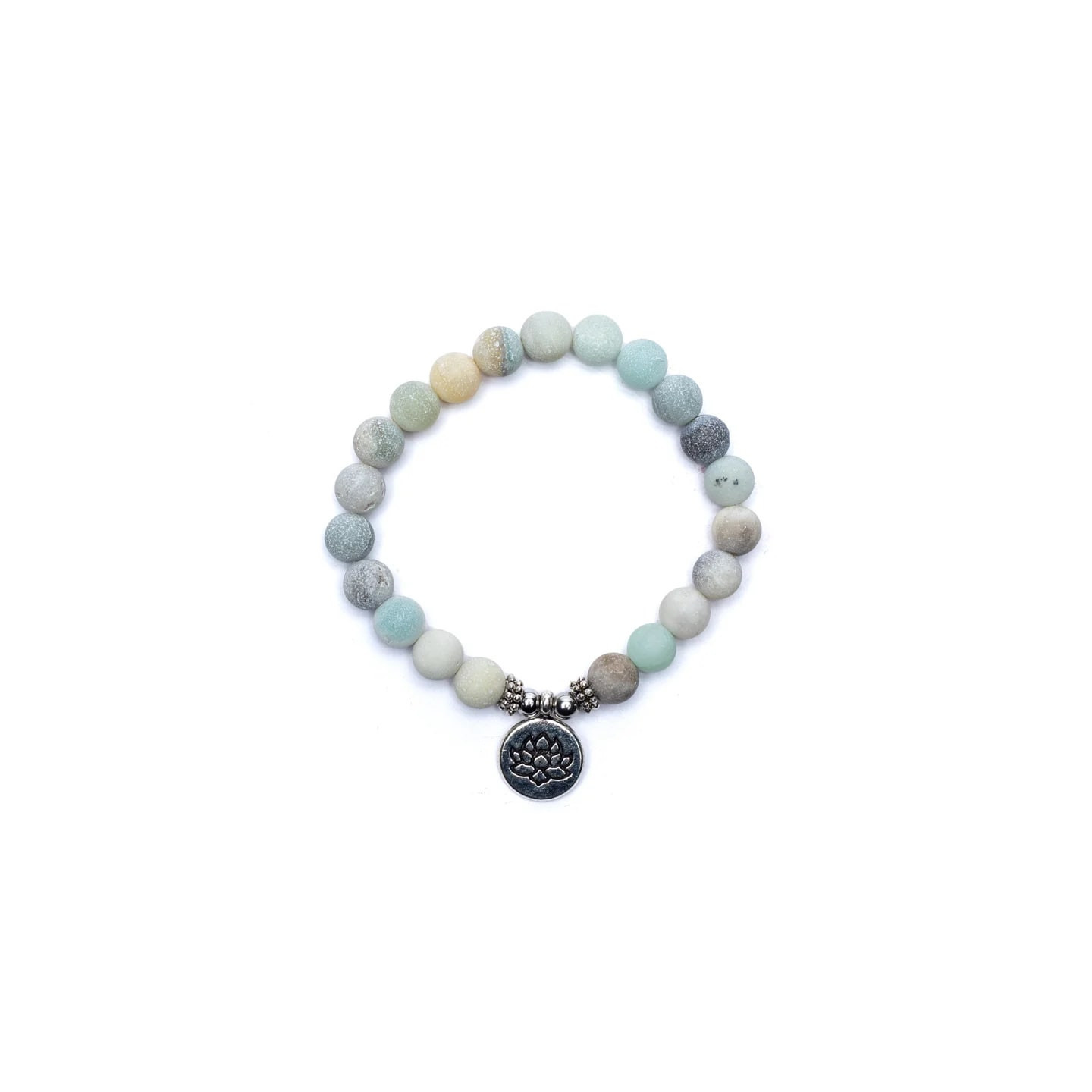 Mala/bracelet en Amazonite élastique avec Lotus | Pieralune