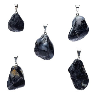 Pendentif en pierre précieuse de quartz tourmaline percée | Pieralune