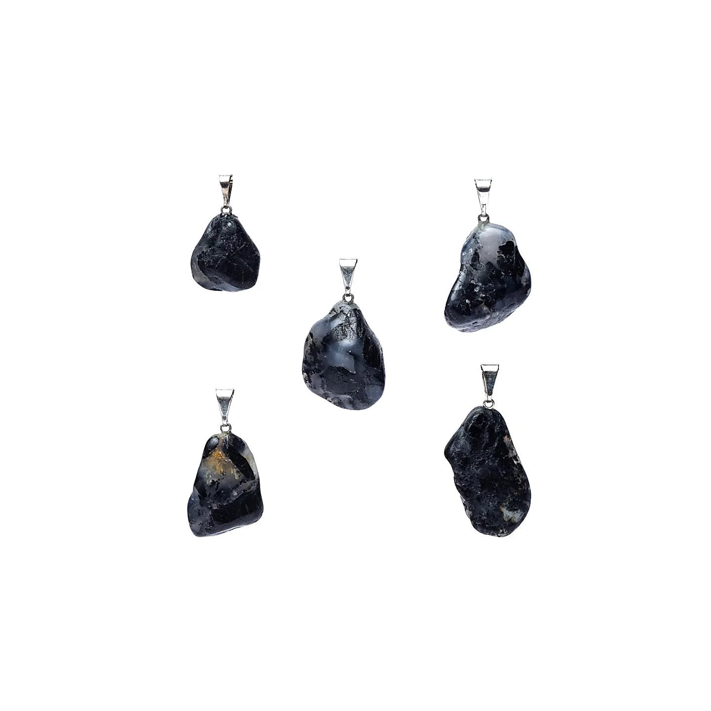 Pendentif en pierre précieuse de quartz tourmaline percée | Pieralune