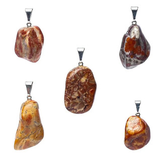 Pendentif en pierre précieuse jaspe oeil d'oiseau broch... | Pieralune