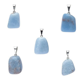 Pendentif en pierre précieuse angélite percée | Pieralune