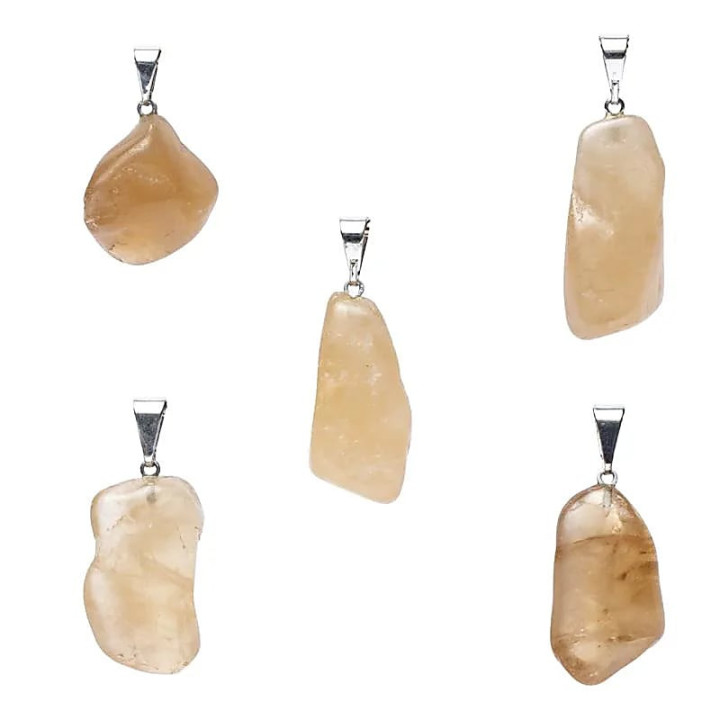 Pendentif en pierre précieuse citrine naturelle, épingl... | Pieralune