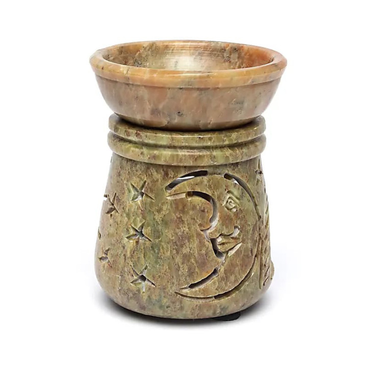 Brûleur d’huile soleil et lune stéatite | Pieralune