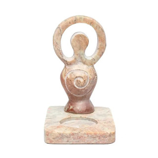 Porte-bougie symbole de la Déesse stéatite claire | Pieralune