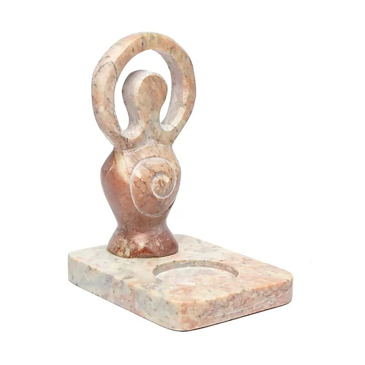 Porte-bougie symbole de la Déesse stéatite claire | Pieralune