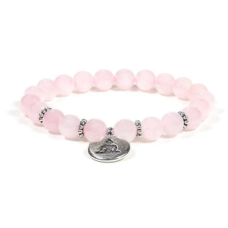 Mala / bracelet quartz rose élastique avec Bouddha | Pieralune
