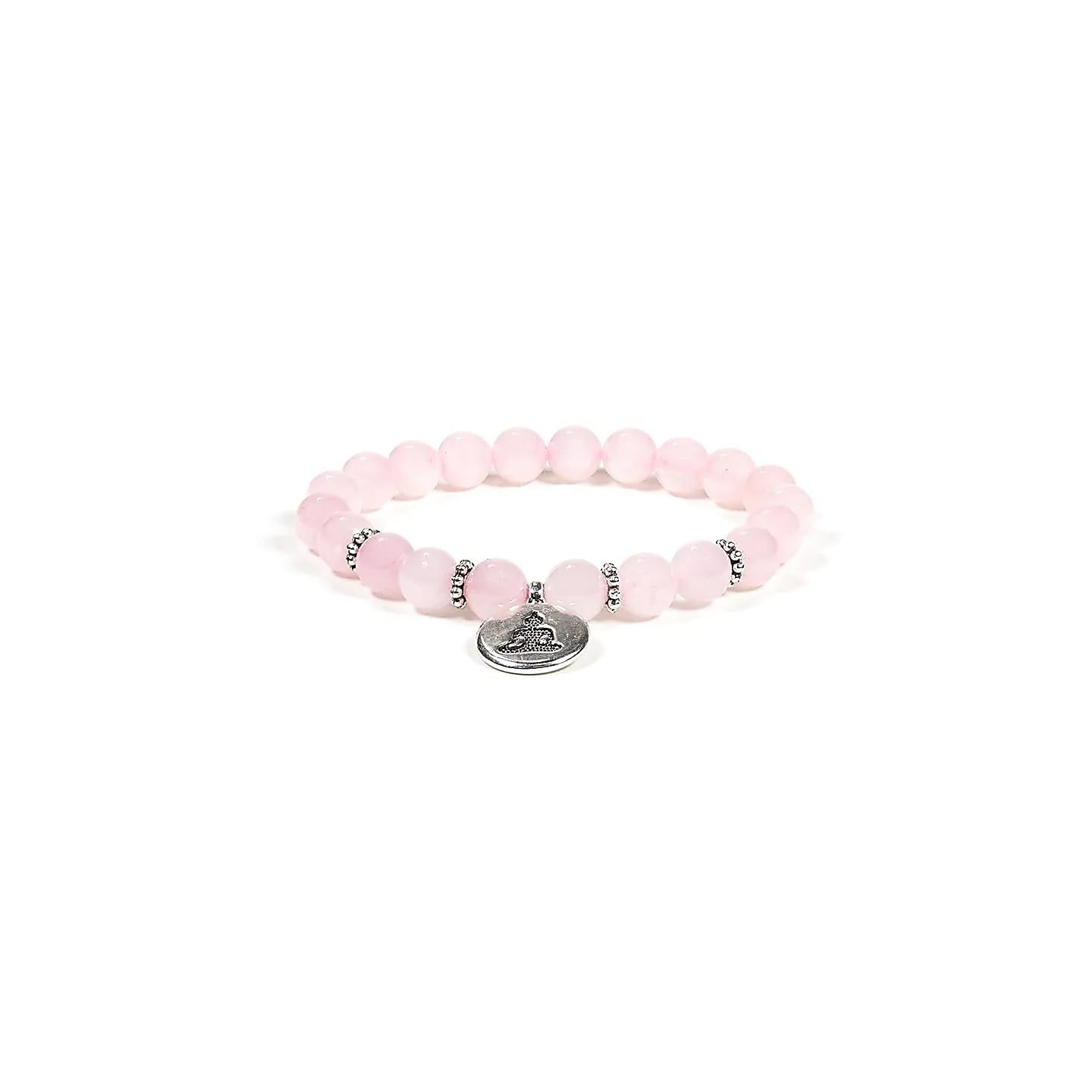 Mala / bracelet quartz rose élastique avec Bouddha | Pieralune
