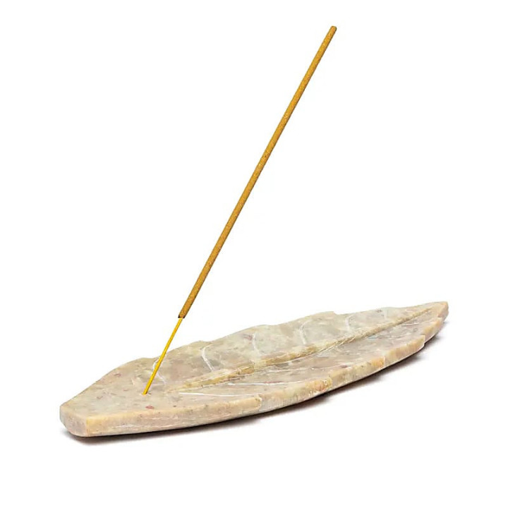 Brûle-encens forme feuille stéatite | Pieralune