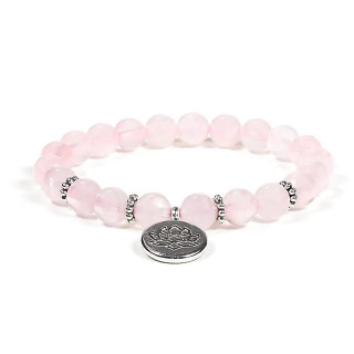 Mala / bracelet quartz rose élastique avec Lotus | Pieralune