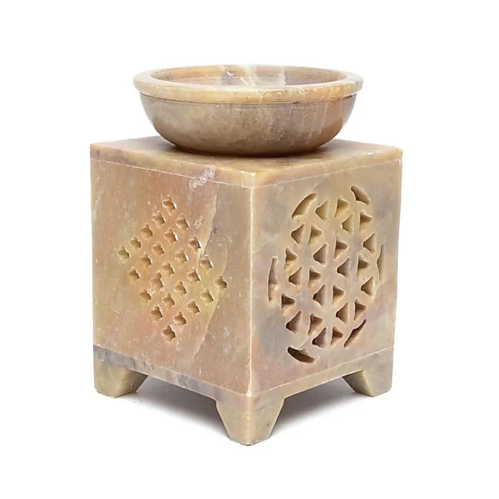 Brûle-encens et brûleur d’huile Fleur de Vie stéatite | Pieralune