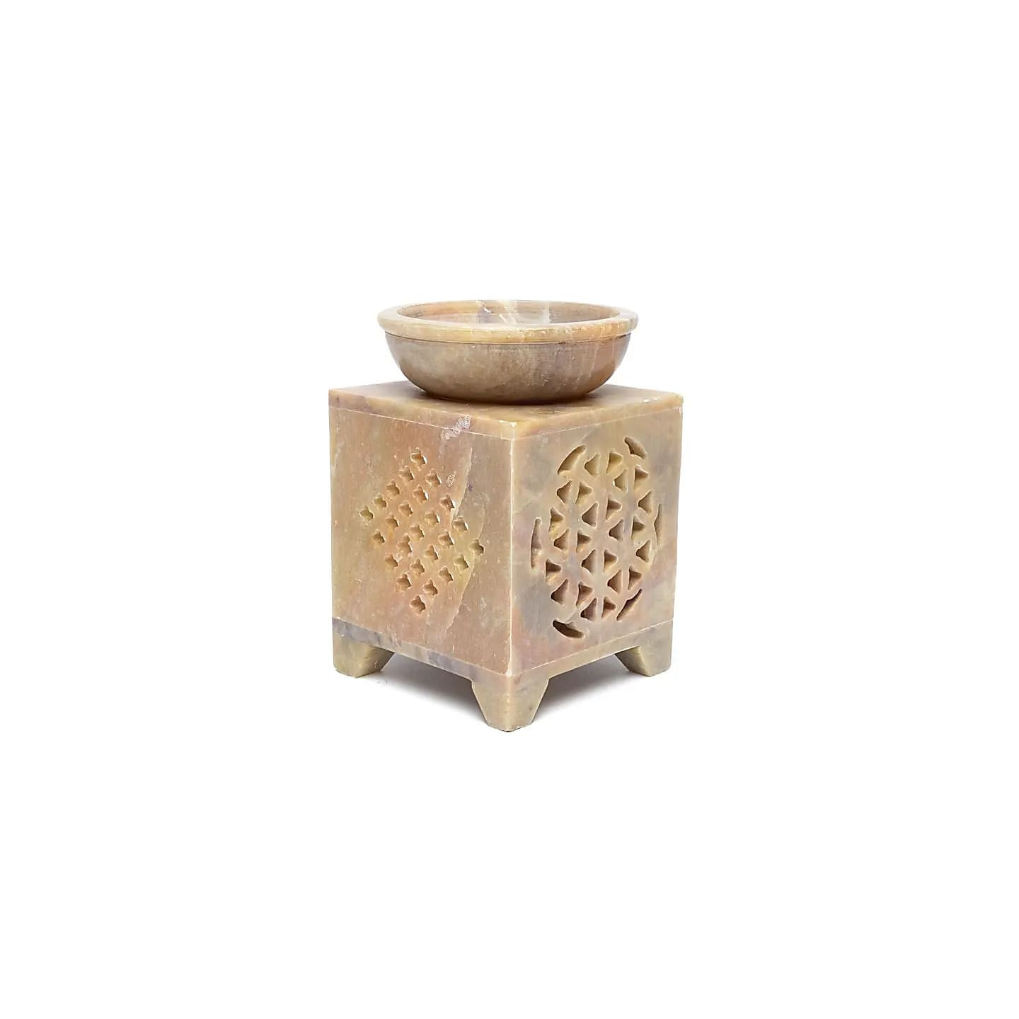 Brûle-encens et brûleur d’huile Fleur de Vie stéatite | Pieralune