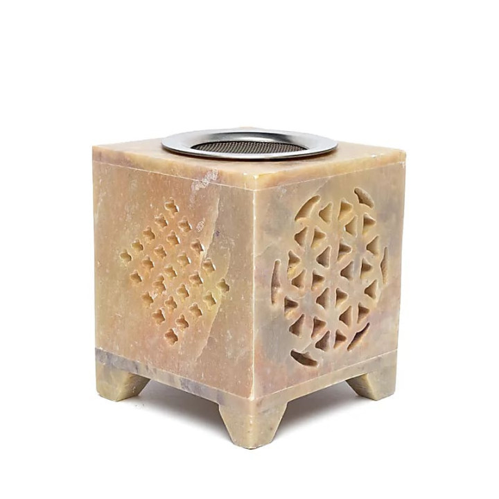 Brûle-encens et brûleur d’huile Fleur de Vie stéatite | Pieralune