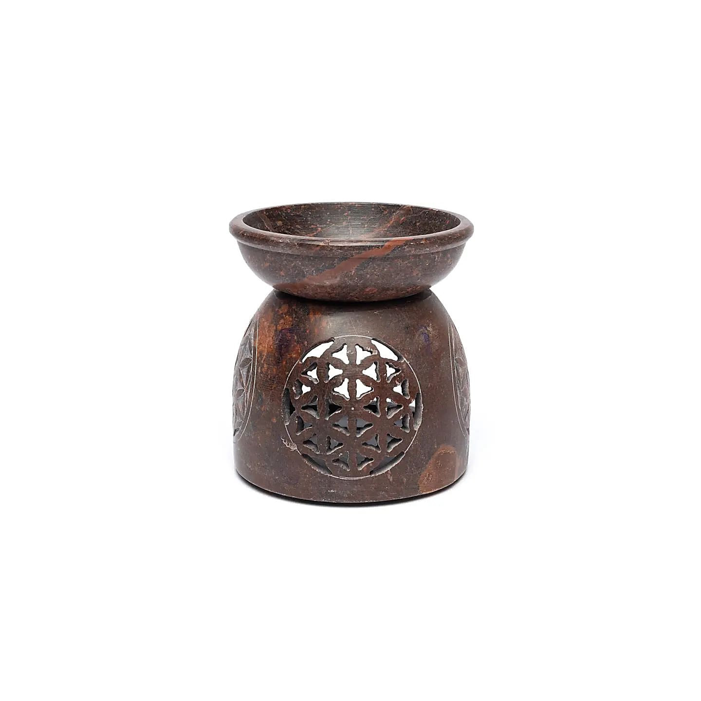 Brûleur d’huile Fleur de Vie stéatite | Pieralune