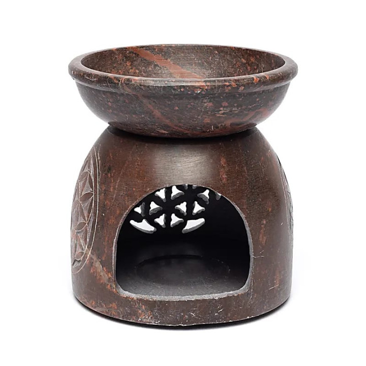 Brûleur d’huile Fleur de Vie stéatite | Pieralune