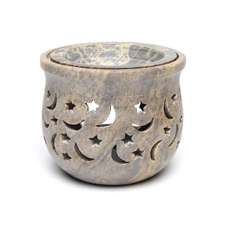 Brûle-encens et brûleur d’huile étoiles et lunes stéatite | Pieralune
