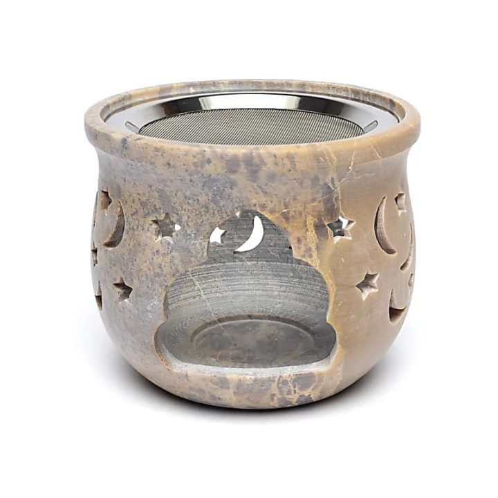 Brûle-encens et brûleur d’huile étoiles et lunes stéatite | Pieralune
