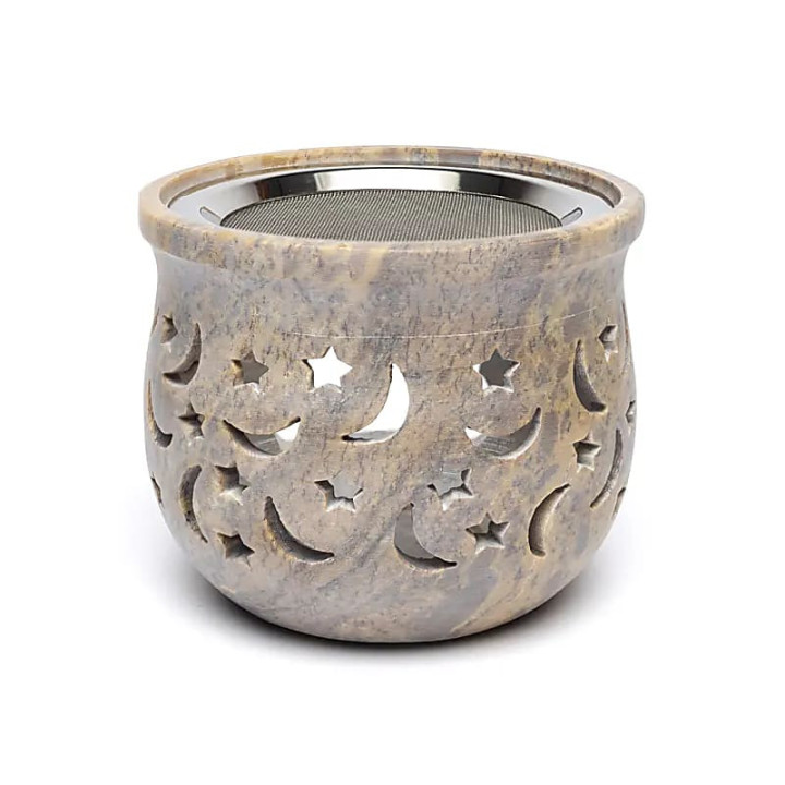 Brûle-encens et brûleur d’huile étoiles et lunes stéatite | Pieralune