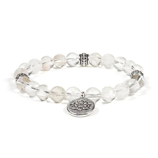 Mala / bracelet cristal de roche élastique lotus | Pieralune