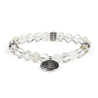 Mala / bracelet élastique cristal de roche Bouddha | Pieralune