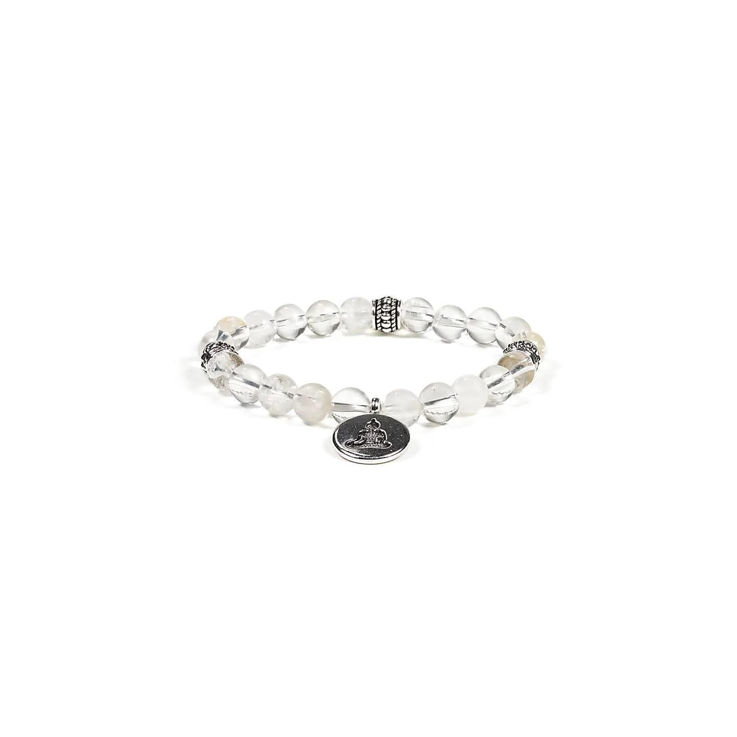 Mala / bracelet élastique cristal de roche Bouddha | Pieralune