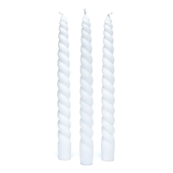 Bougie de table torsadée blanche non parfumée | Pieralune
